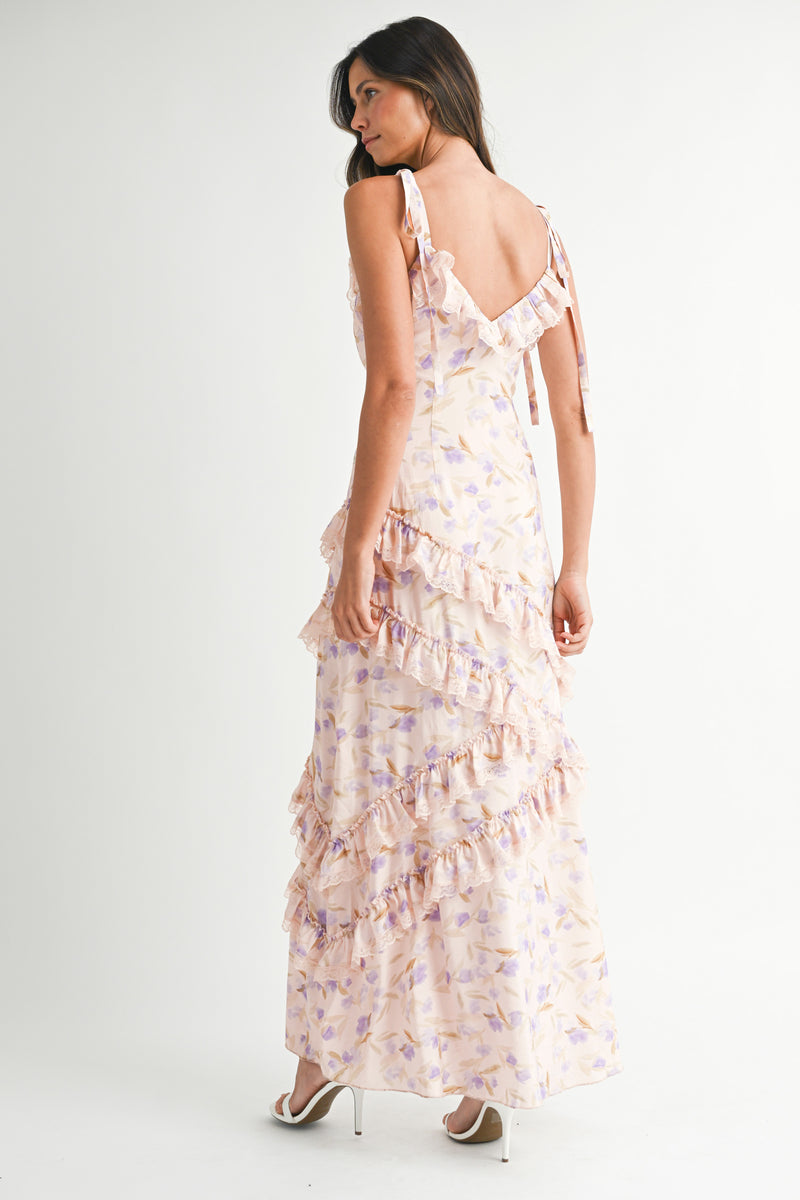 SUTTON FLORAL PRINTED ASYMMETRIC MAXI DRESS