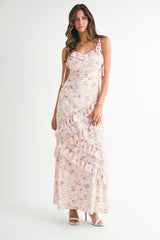 SUTTON FLORAL PRINTED ASYMMETRIC MAXI DRESS