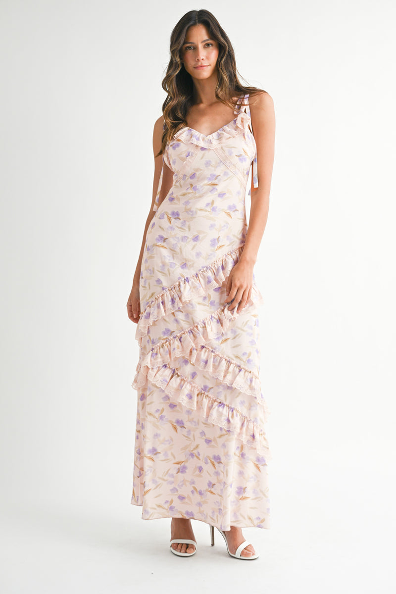 SUTTON FLORAL PRINTED ASYMMETRIC MAXI DRESS