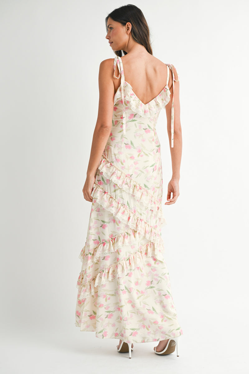 SUTTON FLORAL PRINTED ASYMMETRIC MAXI DRESS