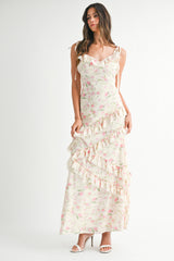 SUTTON FLORAL PRINTED ASYMMETRIC MAXI DRESS