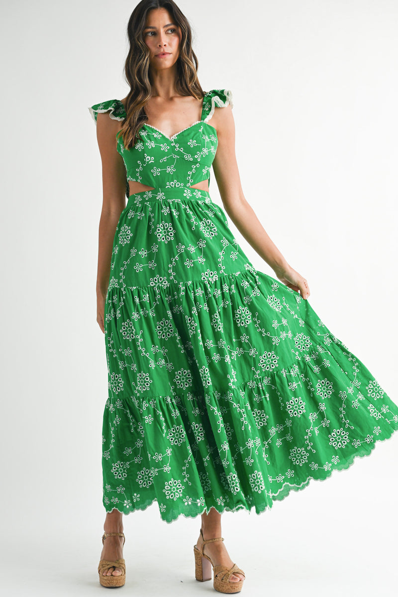 RUTH LACE RUFFLE SLEEVE DRESS