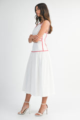 ALIZA SQUARE NECK DRESS WITH RICRAC TRIM