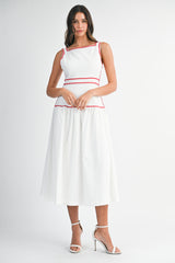 ALIZA SQUARE NECK DRESS WITH RICRAC TRIM