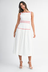 ALIZA SQUARE NECK DRESS WITH RICRAC TRIM