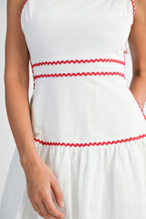 ALIZA SQUARE NECK DRESS WITH RICRAC TRIM