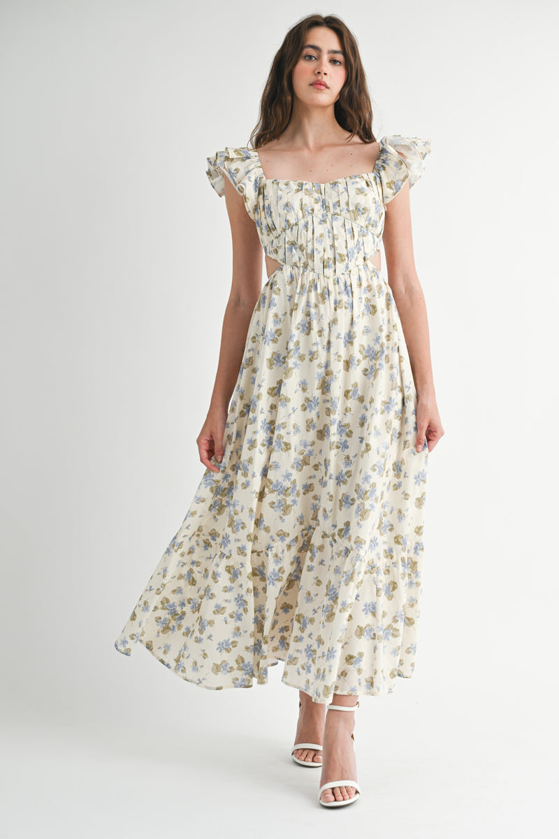 LUCIA FLUTTER SLEEVE CORSET DRESS