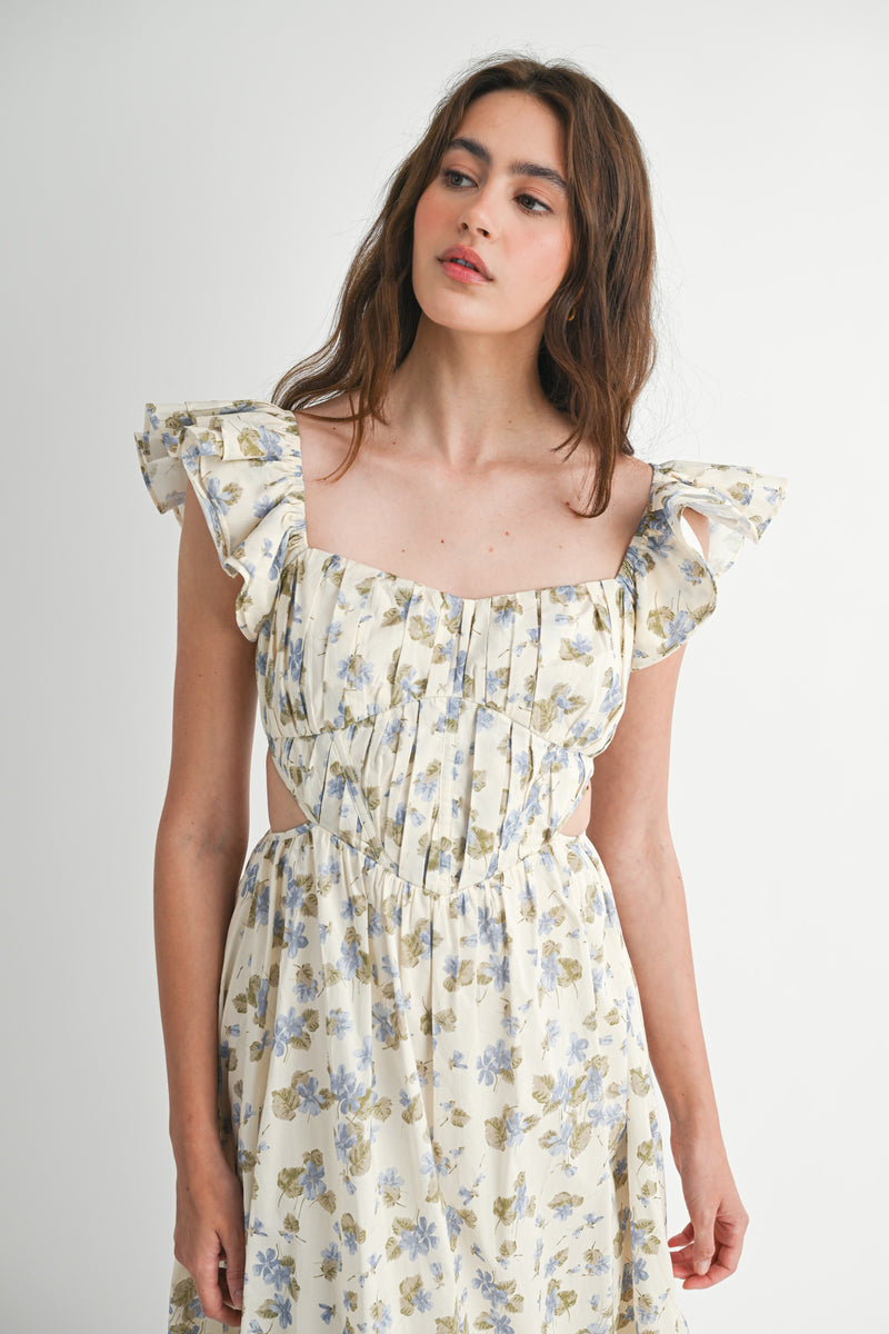 flutter sleeve ruched corset dress Everlasting Corset Flutter Dress TandyWear