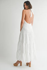 SIMONA EMBROIDERED HALTER NECK MAXI DRESS