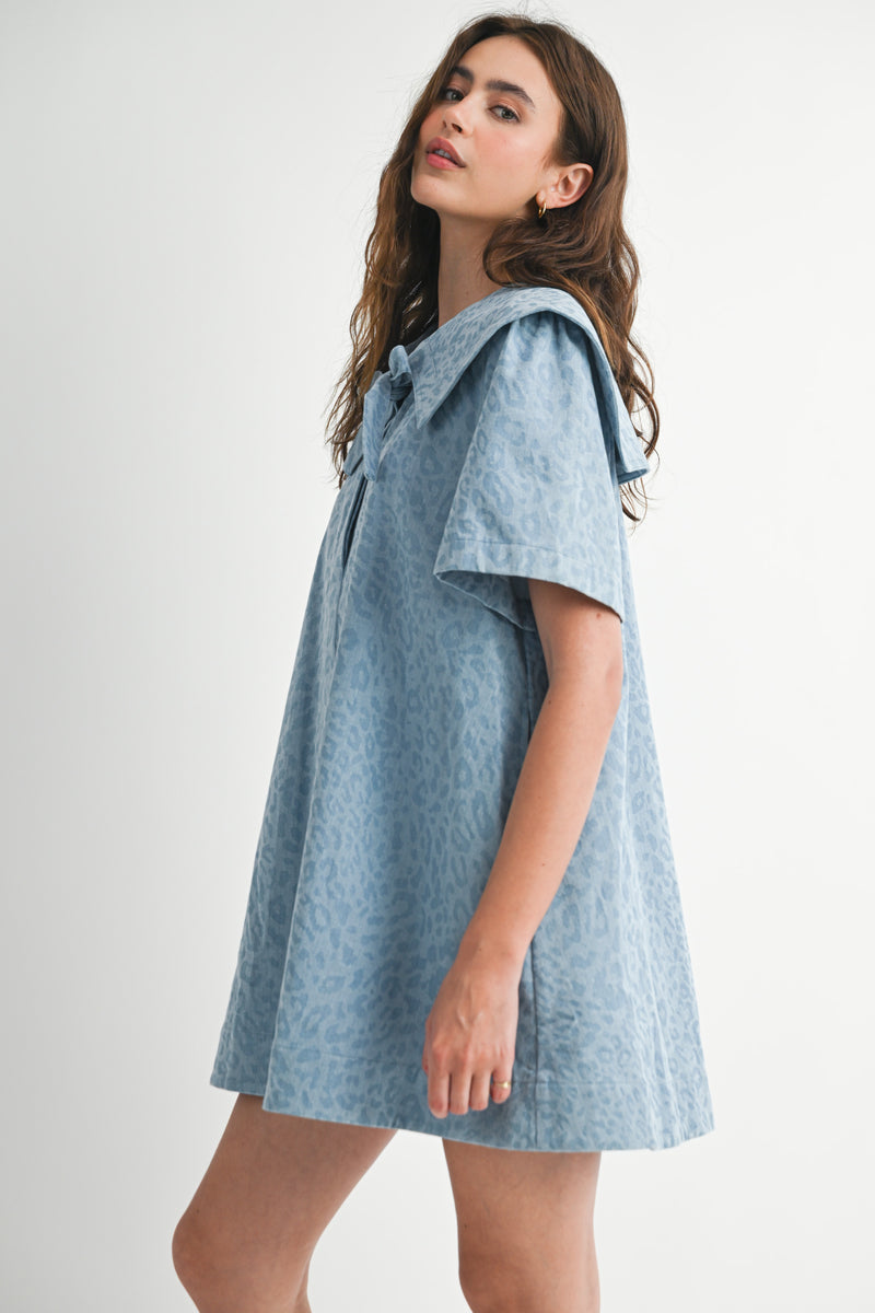 ROAH COLLAR DENIM MINI DRESS