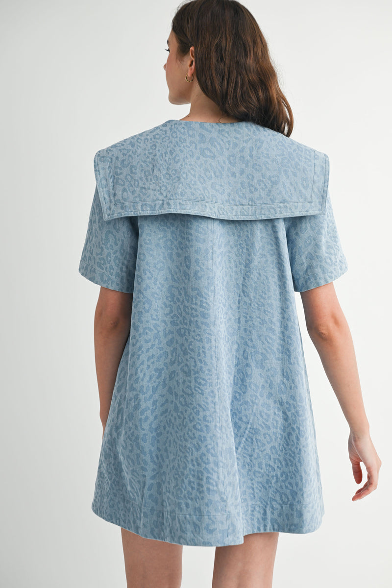 ROAH COLLAR DENIM MINI DRESS