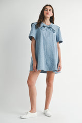 ROAH COLLAR DENIM MINI DRESS