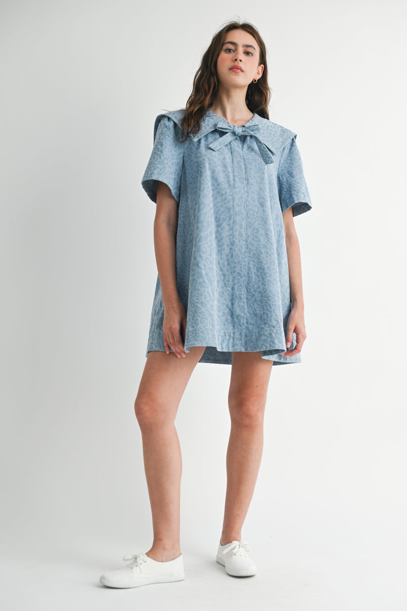 ROAH COLLAR DENIM MINI DRESS
