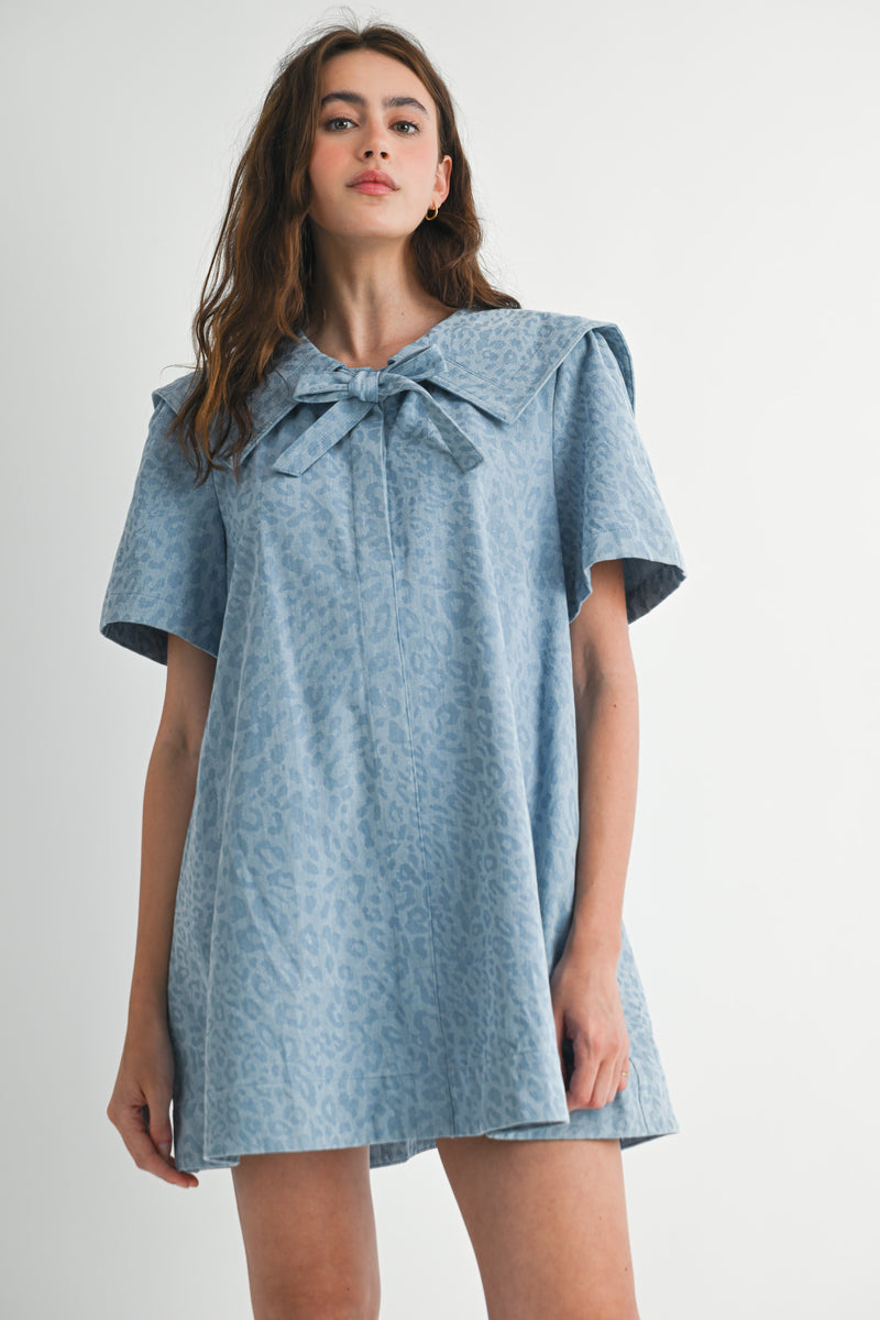ROAH COLLAR DENIM MINI DRESS