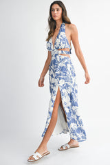 SOPHRONIA FLUNGING NECK LINE MIDI DRESS