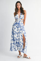 SOPHRONIA FLUNGING NECK LINE MIDI DRESS