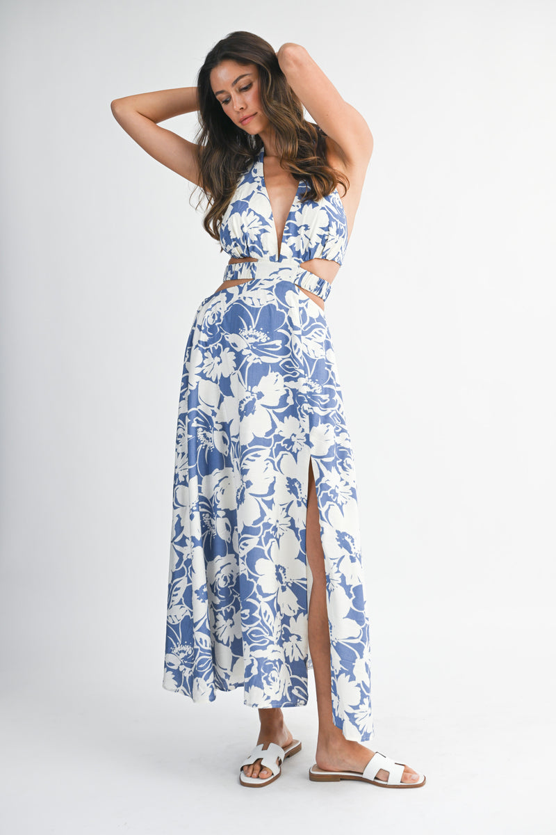 SOPHRONIA FLUNGING NECK LINE MIDI DRESS