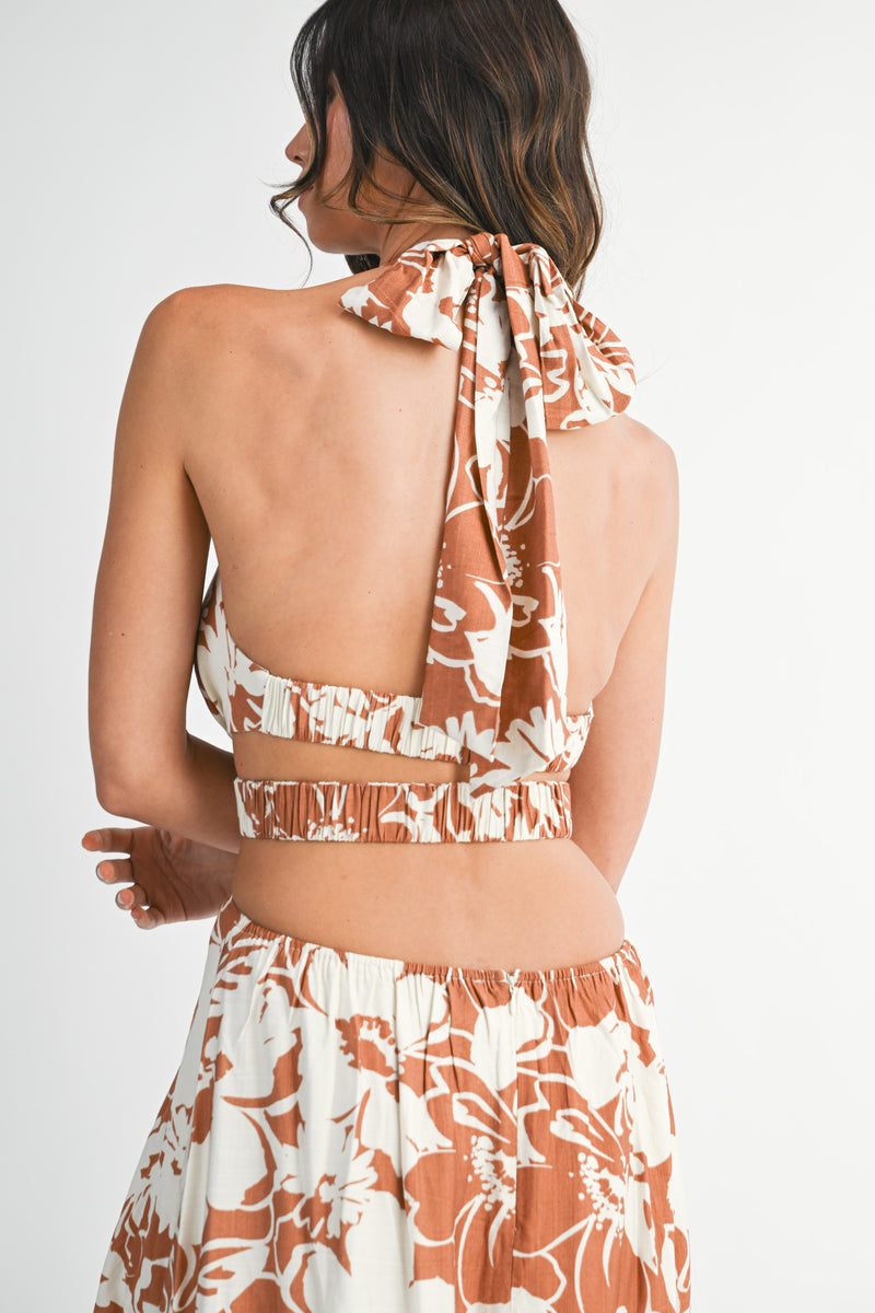 SOPHRONIA FLUNGING NECK LINE MIDI DRESS