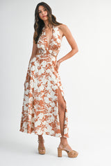 SOPHRONIA FLUNGING NECK LINE MIDI DRESS