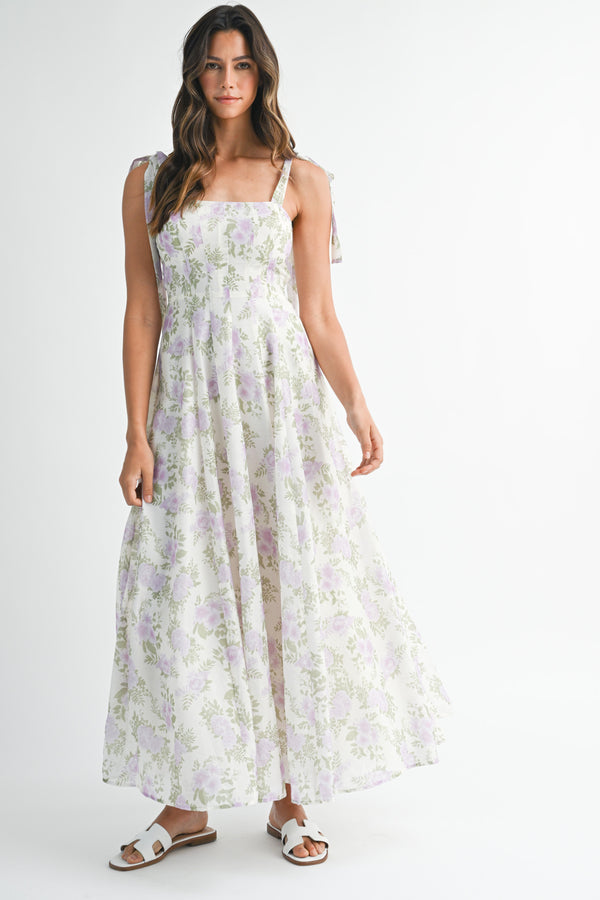 SMIDA FLORAL PRINTED SLEEVELESS MAXI DRESS