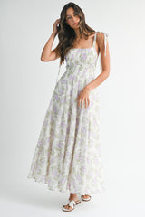 SMIDA FLORAL PRINTED SLEEVELESS MAXI DRESS