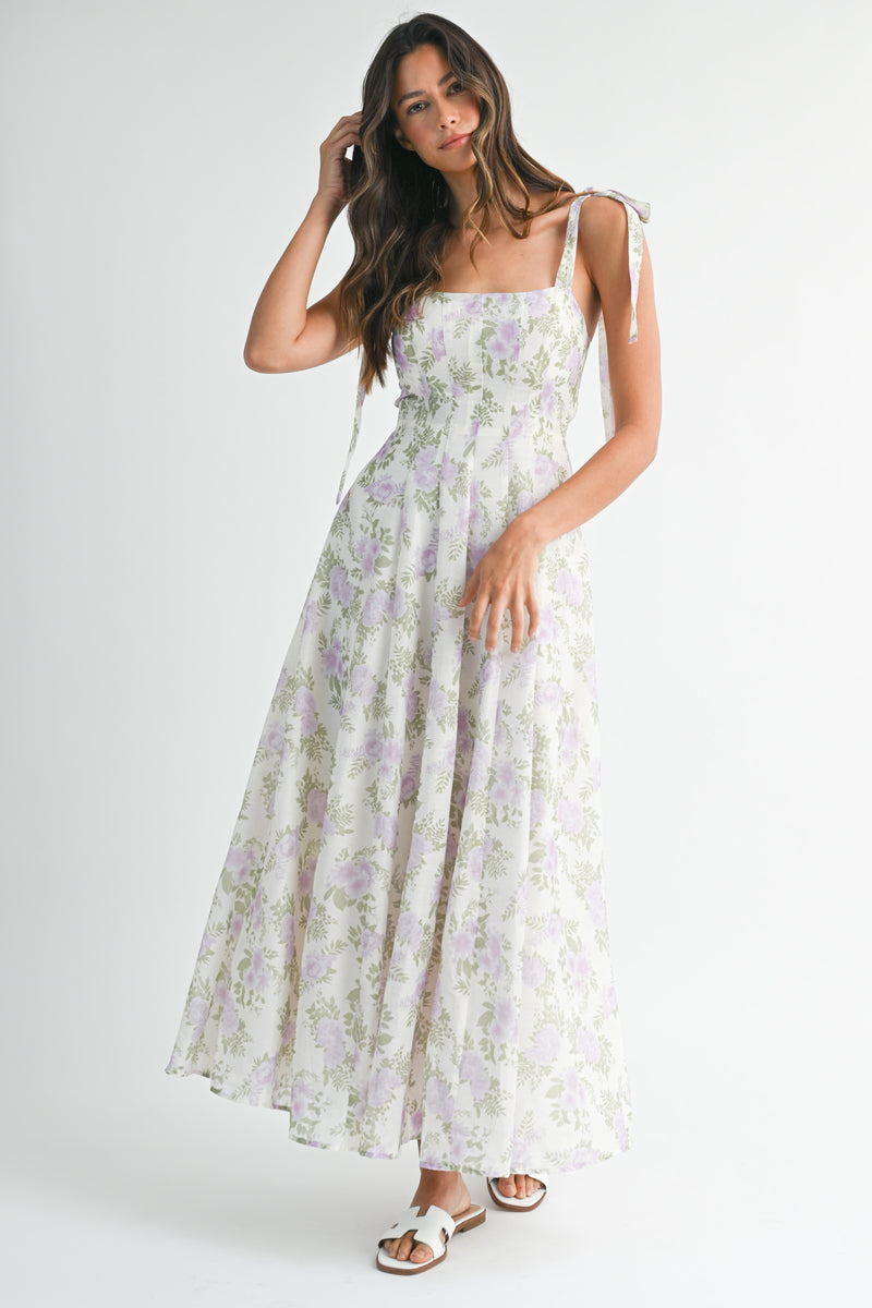 SMIDA FLORAL PRINTED SLEEVELESS MAXI DRESS