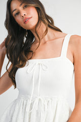 IVY KNIT WOVEN MIX MINI DRESS