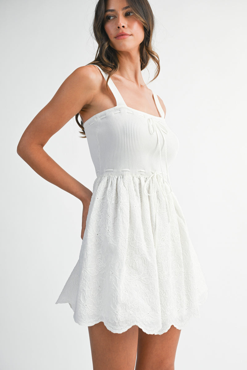 IVY KNIT WOVEN MIX MINI DRESS