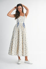WHITLEY CONTRAST TIE STRAP DETAIL MIDI DRESS