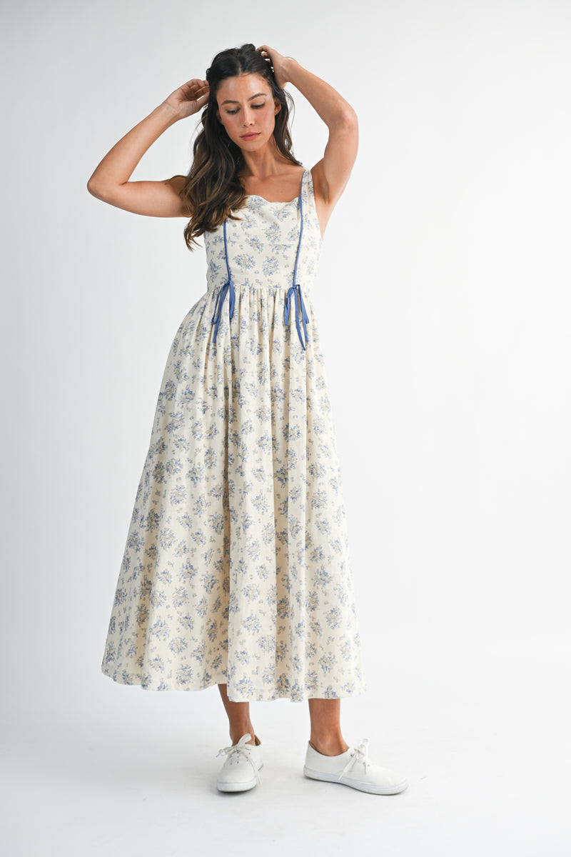 WHITLEY CONTRAST TIE STRAP DETAIL MIDI DRESS