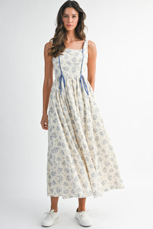 WHITLEY CONTRAST TIE STRAP DETAIL MIDI DRESS