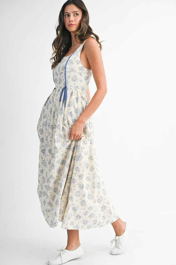 WHITLEY CONTRAST TIE STRAP DETAIL MIDI DRESS
