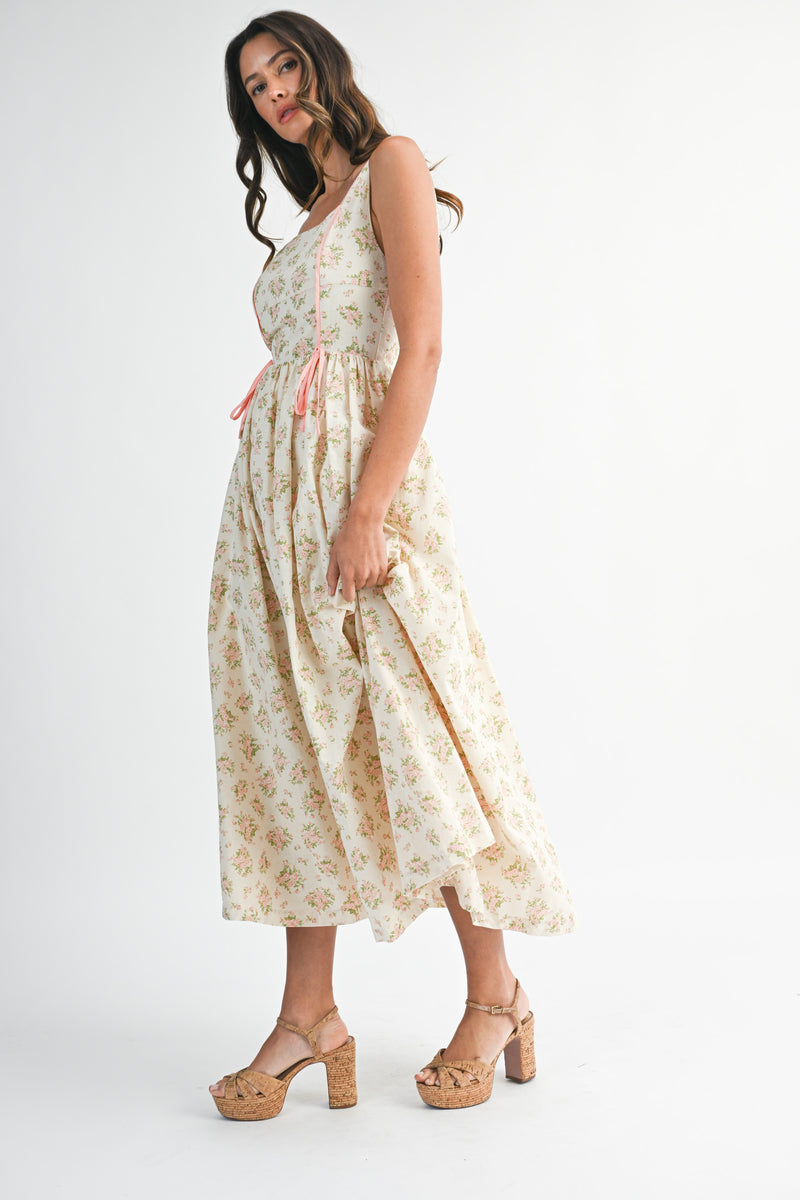 WHITLEY CONTRAST TIE STRAP DETAIL MIDI DRESS