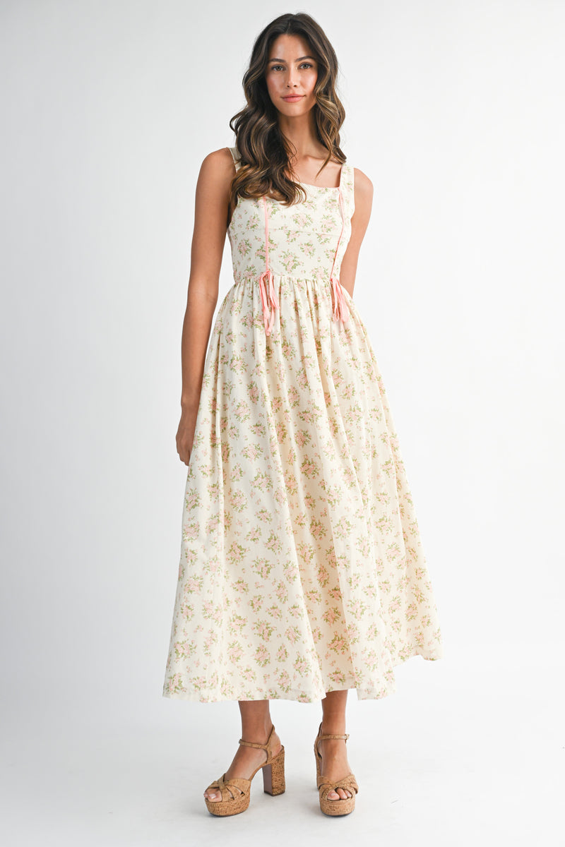 WHITLEY CONTRAST TIE STRAP DETAIL MIDI DRESS