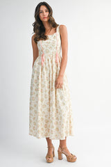WHITLEY CONTRAST TIE STRAP DETAIL MIDI DRESS