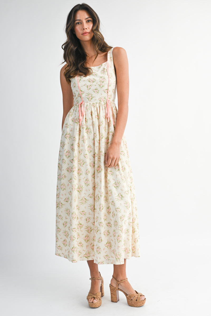 WHITLEY CONTRAST TIE STRAP DETAIL MIDI DRESS