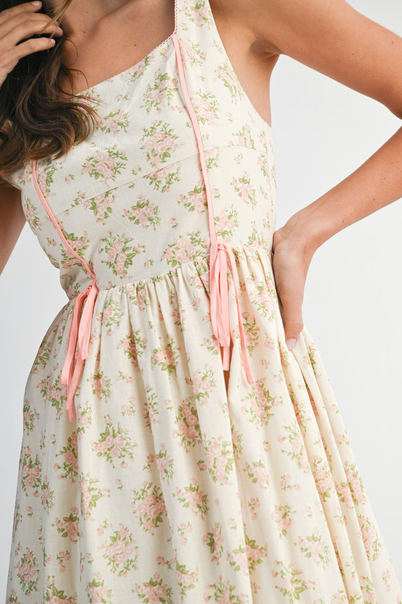 WHITLEY CONTRAST TIE STRAP DETAIL MIDI DRESS