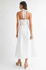 KINSLEY BUSTIER BODICE HALTER NECK MIDI DRESS