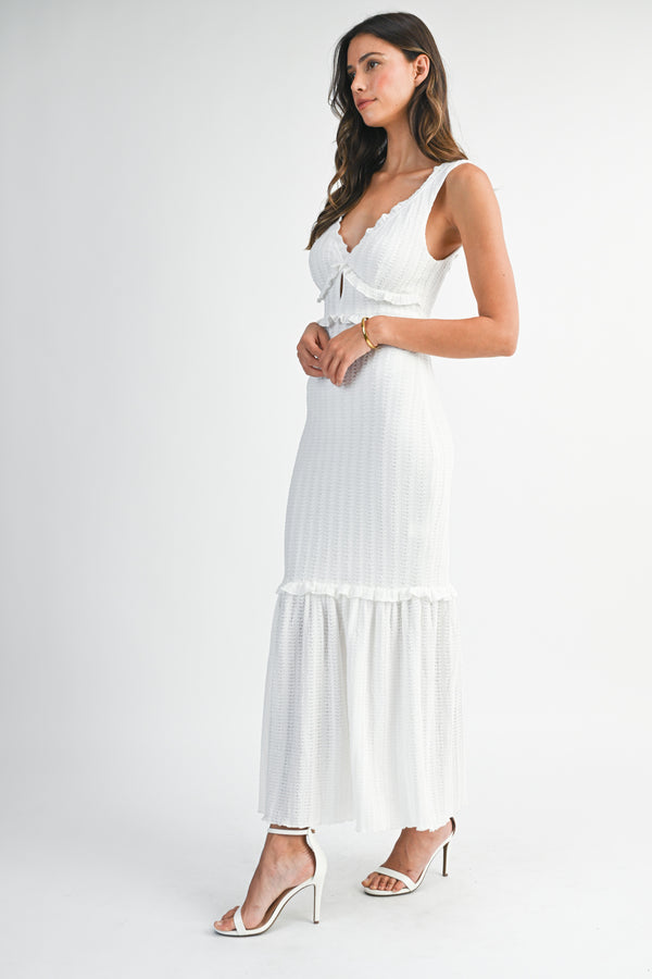 ILDA SLEEVELESS TEXTURED MIDI DRESS