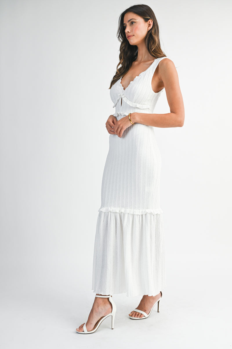 ILDA SLEEVELESS TEXTURED MIDI DRESS