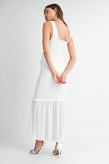 ILDA SLEEVELESS TEXTURED MIDI DRESS