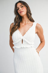 ILDA SLEEVELESS TEXTURED MIDI DRESS