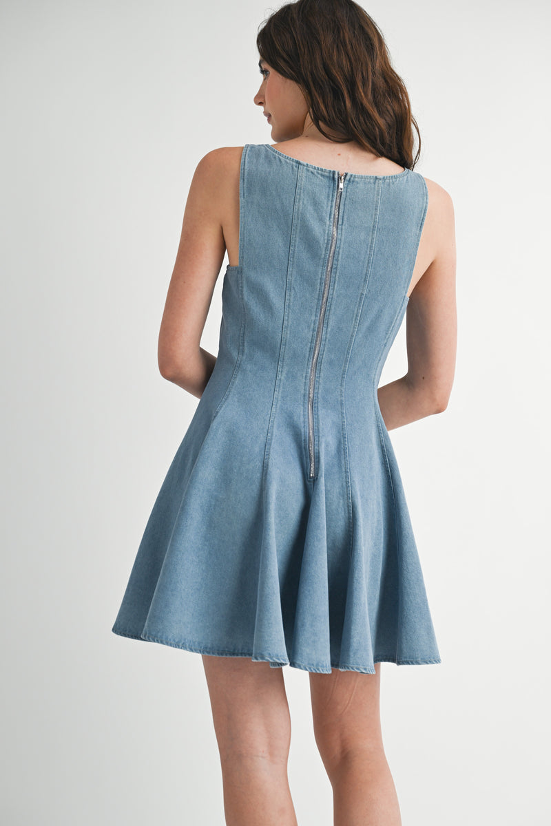 LILITH DENIM A LINE MINI DRESS
