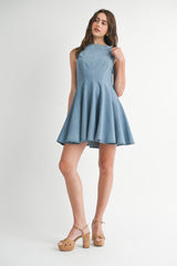 LILITH DENIM A LINE MINI DRESS