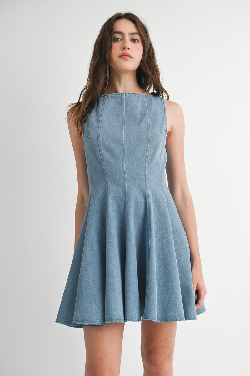 LILITH DENIM A LINE MINI DRESS – Mable Clothing