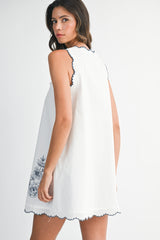 MARKEDA EMBROIDERED SLEEVELESS MINI DRESS