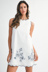 MARKEDA EMBROIDERED SLEEVELESS MINI DRESS