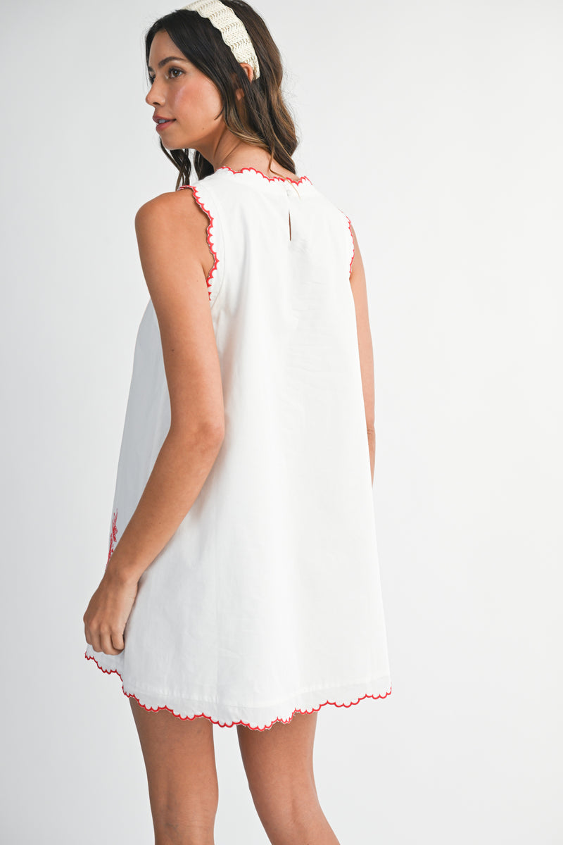 MARKEDA EMBROIDERED SLEEVELESS MINI DRESS