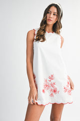 MARKEDA EMBROIDERED SLEEVELESS MINI DRESS