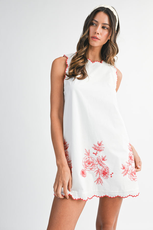 MARKEDA EMBROIDERED SLEEVELESS MINI DRESS